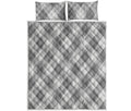 Grey Argyle Pattern Print Quilt Bed Set