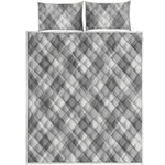 Grey Argyle Pattern Print Quilt Bed Set