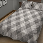 Grey Argyle Pattern Print Quilt Bed Set