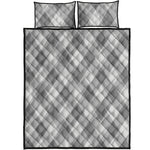 Grey Argyle Pattern Print Quilt Bed Set