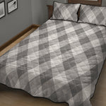Grey Argyle Pattern Print Quilt Bed Set