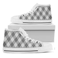 Grey Argyle Pattern Print White High Top Sneakers