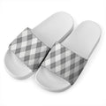 Grey Argyle Pattern Print White Slide Sandals