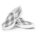 Grey Argyle Pattern Print White Slip On Sneakers