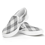 Grey Argyle Pattern Print White Slip On Shoes