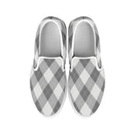 Grey Argyle Pattern Print White Slip On Shoes