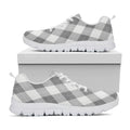 Grey Argyle Pattern Print White Running Shoes