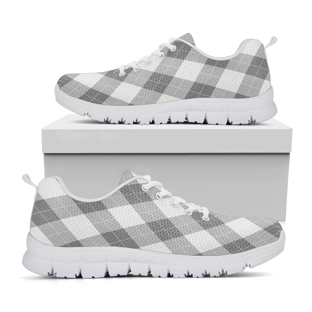 Grey Argyle Pattern Print White Sneakers