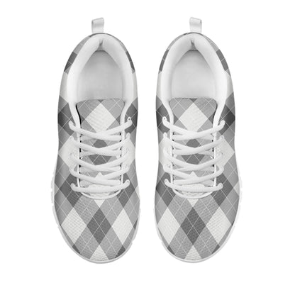 Grey Argyle Pattern Print White Sneakers