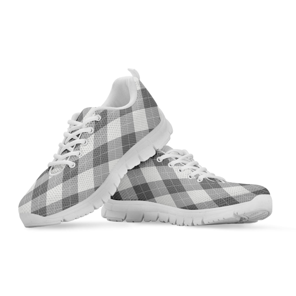 Grey Argyle Pattern Print White Sneakers
