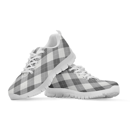 Grey Argyle Pattern Print White Sneakers