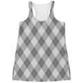 Grey Argyle Pattern Print Women's Racerback Tank Top