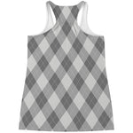 Grey Argyle Pattern Print Women's Racerback Tank Top
