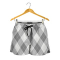 Grey Argyle Pattern Print Women's Shorts