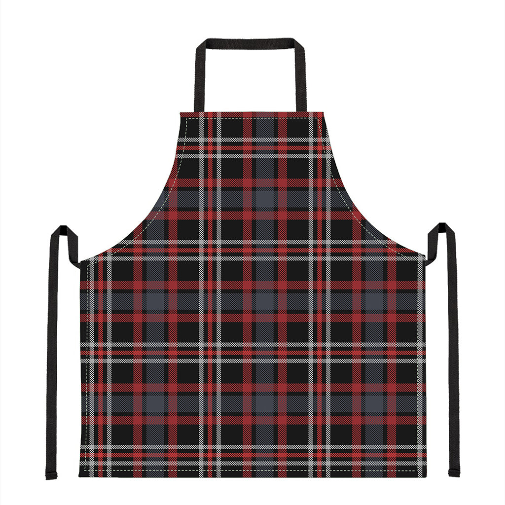 Grey Black And Red Scottish Plaid Print Apron
