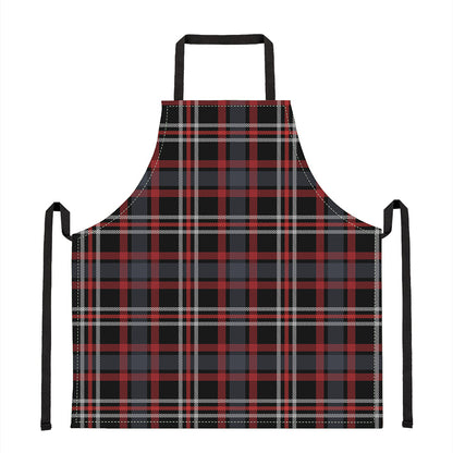 Grey Black And Red Scottish Plaid Print Apron