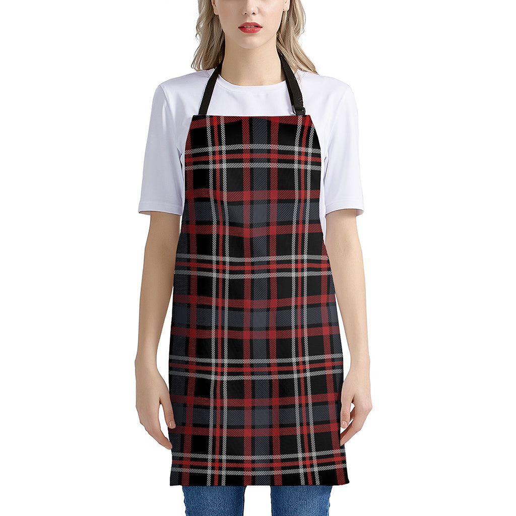 Grey Black And Red Scottish Plaid Print Apron