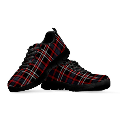 Grey Black And Red Scottish Plaid Print Black Sneakers