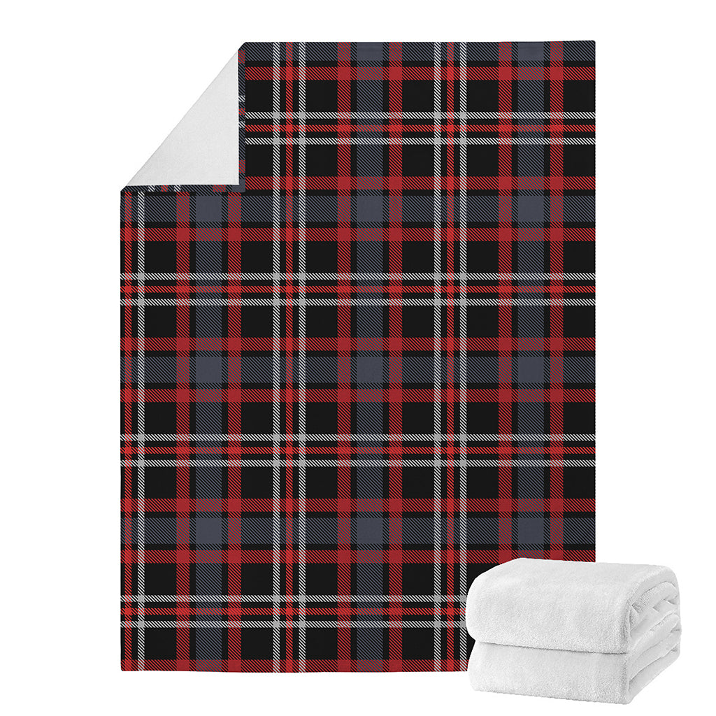 Grey Black And Red Scottish Plaid Print Blanket