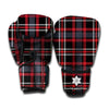 Grey Black And Red Scottish Plaid Print Boxing Gloves