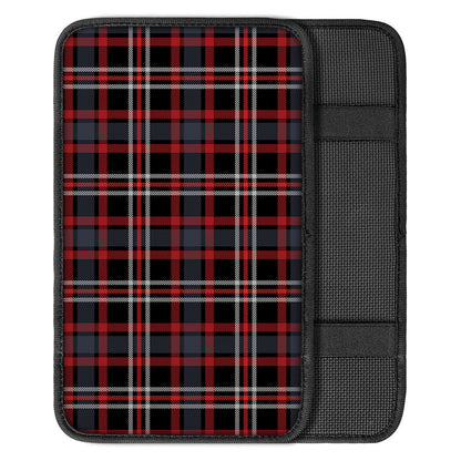 Grey Black And Red Scottish Plaid Print Car Center Console Cover
