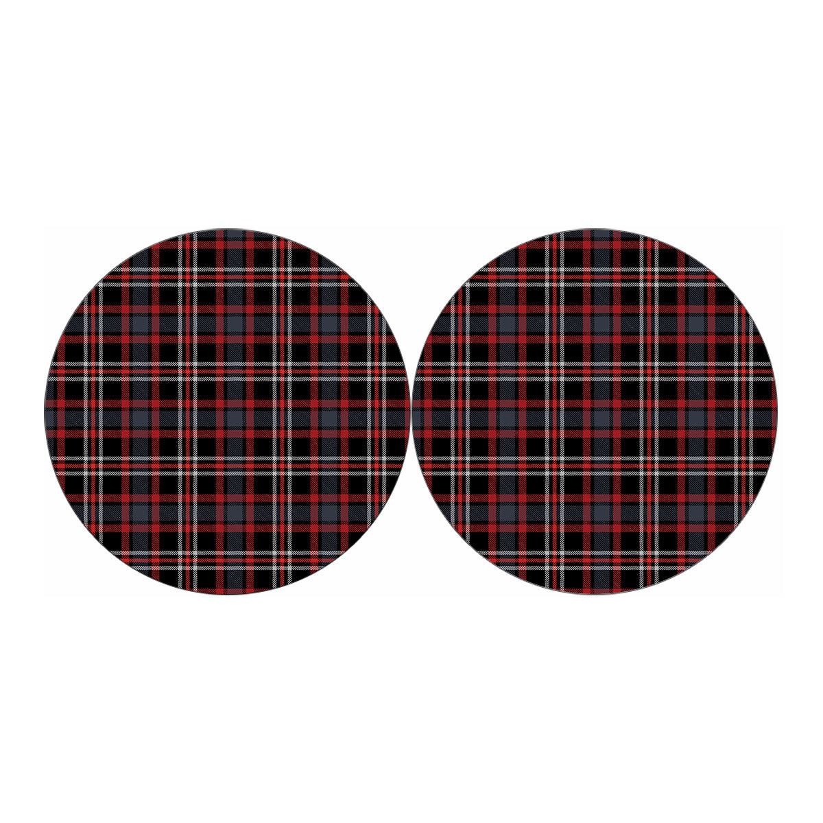 Grey Black And Red Scottish Plaid Print Car Coasters