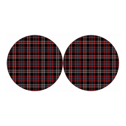 Grey Black And Red Scottish Plaid Print Car Coasters