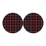 Grey Black And Red Scottish Plaid Print Car Coasters