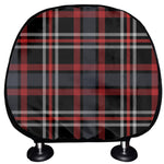 Grey Black And Red Scottish Plaid Print Car Headrest Covers