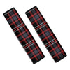 Grey Black And Red Scottish Plaid Print Car Seat Belt Covers