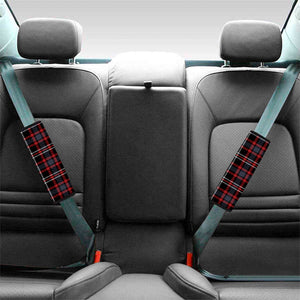 Grey Black And Red Scottish Plaid Print Car Seat Belt Covers