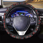 Grey Black And Red Scottish Plaid Print Car Steering Wheel Cover