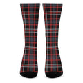Grey Black And Red Scottish Plaid Print Crew Socks