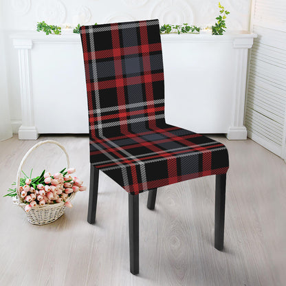 Grey Black And Red Scottish Plaid Print Dining Chair Slipcover