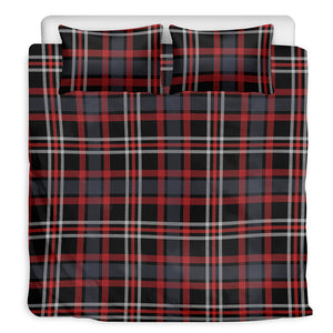 Grey Black And Red Scottish Plaid Print Duvet Cover Bedding Set