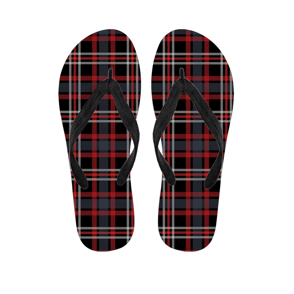 Grey Black And Red Scottish Plaid Print Flip Flops