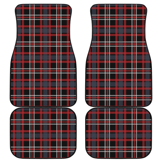 Grey Black And Red Scottish Plaid Print Front and Back Car Floor Mats