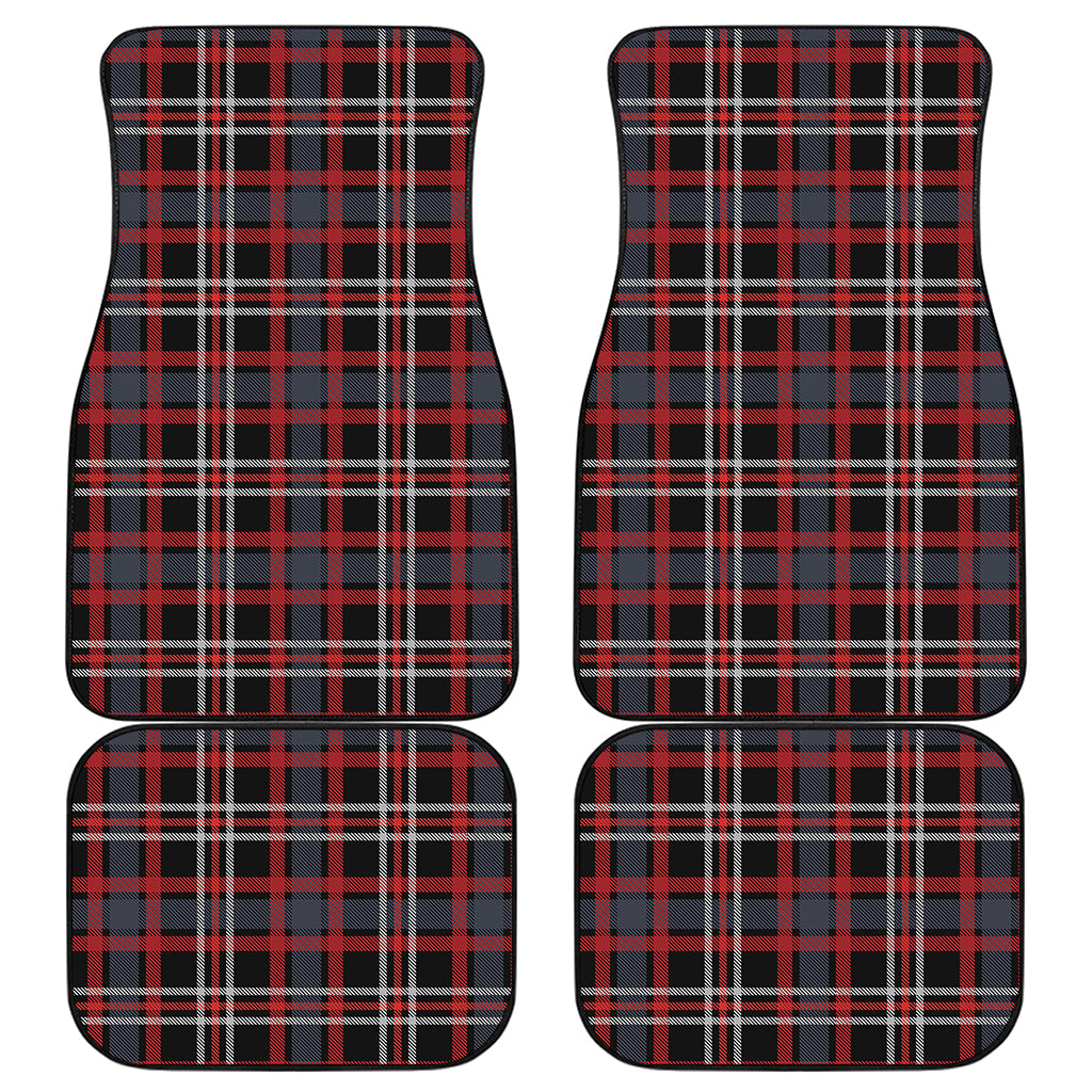 Grey Black And Red Scottish Plaid Print Front and Back Car Floor Mats