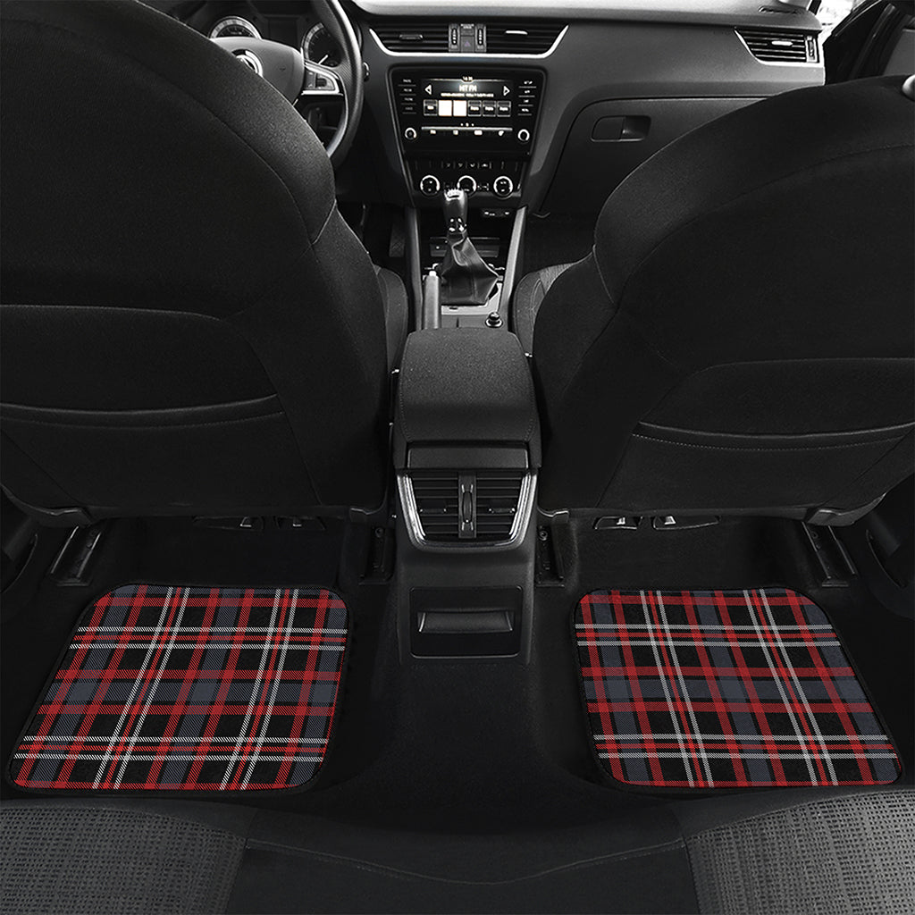 Grey Black And Red Scottish Plaid Print Front and Back Car Floor Mats