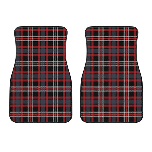 Grey Black And Red Scottish Plaid Print Front Car Floor Mats