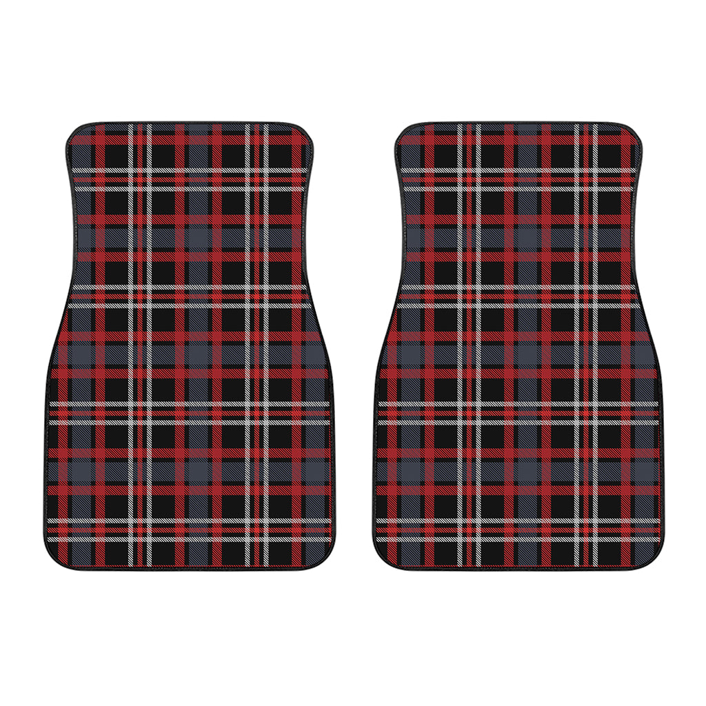 Grey Black And Red Scottish Plaid Print Front Car Floor Mats