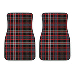 Grey Black And Red Scottish Plaid Print Front Car Floor Mats