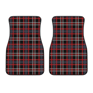 Grey Black And Red Scottish Plaid Print Front Car Floor Mats