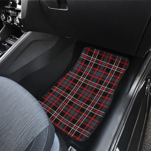 Grey Black And Red Scottish Plaid Print Front Car Floor Mats