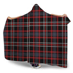 Grey Black And Red Scottish Plaid Print Hooded Blanket