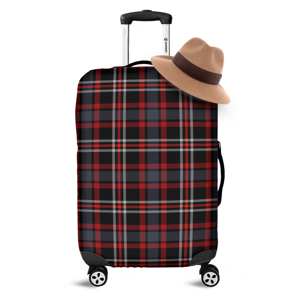 Grey Black And Red Scottish Plaid Print Luggage Cover