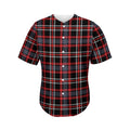 Grey Black And Red Scottish Plaid Print Men's Baseball Jersey