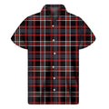Grey Black And Red Scottish Plaid Print Men's Short Sleeve Shirt