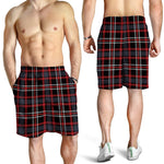 Grey Black And Red Scottish Plaid Print Men's Shorts