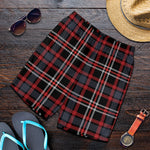 Grey Black And Red Scottish Plaid Print Men's Shorts